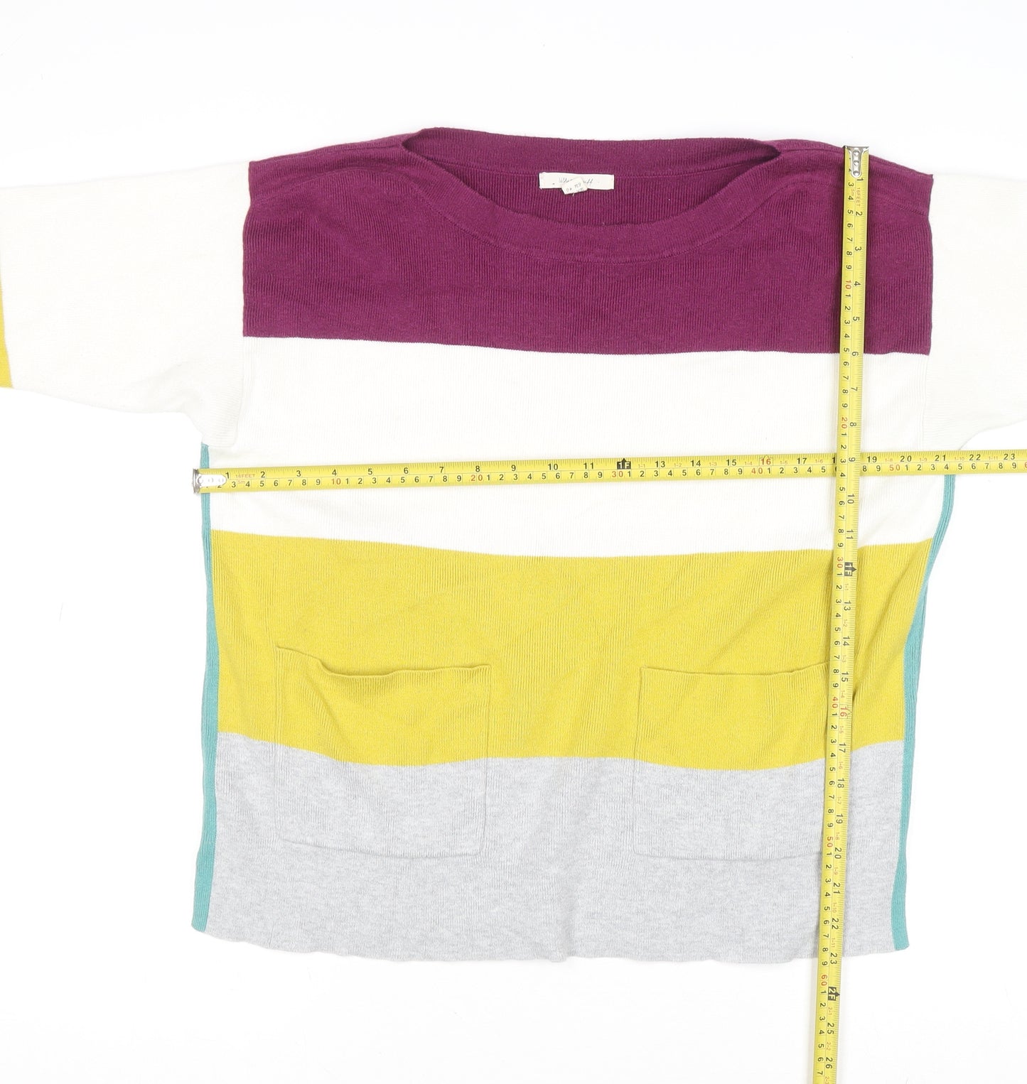 White Stuff Women’s Multicoloured Striped Jumper UK 12 Cotton Blend