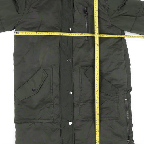 Mint Velvet Women's Green Size 8 Long Puffer Coat