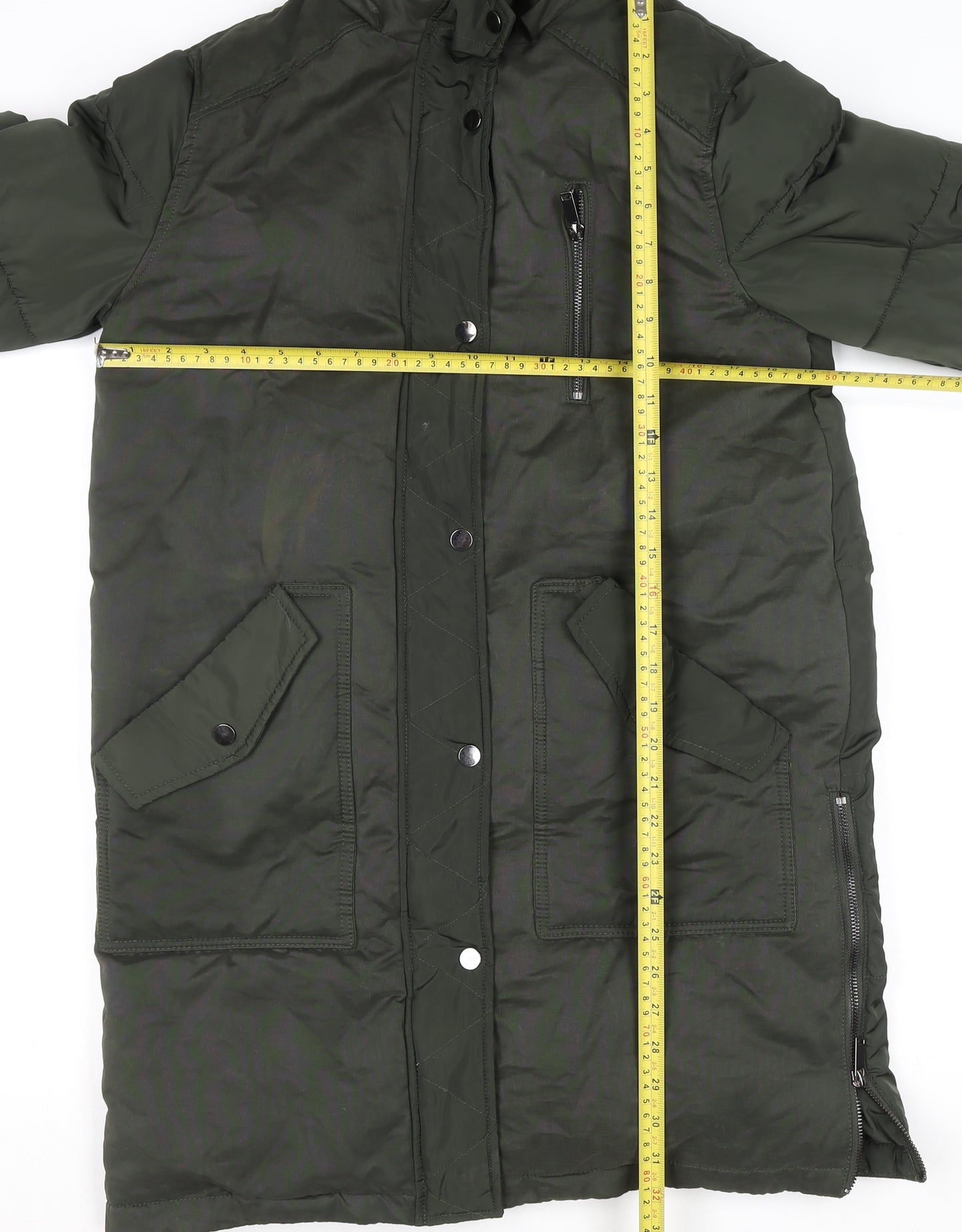 Mint Velvet Women's Green Size 8 Long Puffer Coat