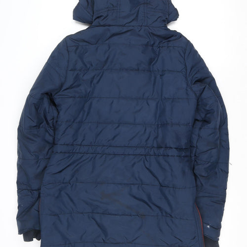 Vero Moda Womens Blue Hooded Long Parka Coat Size S