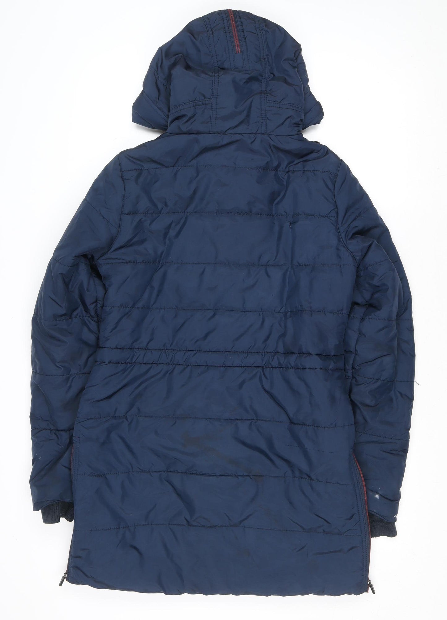 Vero Moda Womens Blue Hooded Long Parka Coat Size S