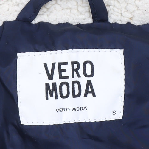 Vero Moda Womens Blue Hooded Long Parka Coat Size S