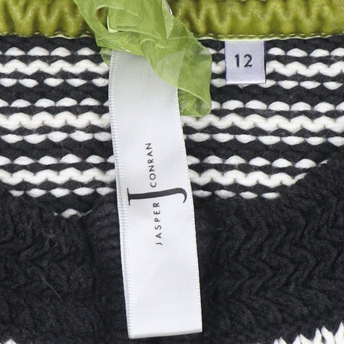 Jasper Conran Women Black White Striped Cotton Full Zip Jumper Size 12