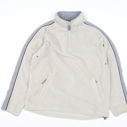 Active Sportswear Men's Beige Fleece 1/4 Zip Pullover Sweatshirt M