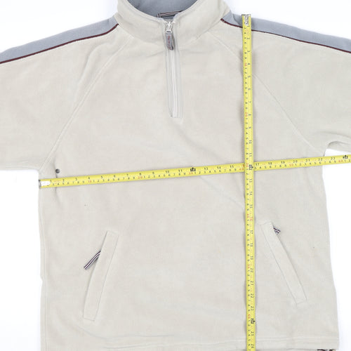 Active Sportswear Men's Beige Fleece 1/4 Zip Pullover Sweatshirt M