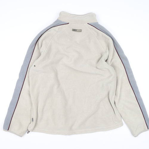 Active Sportswear Men's Beige Fleece 1/4 Zip Pullover Sweatshirt M