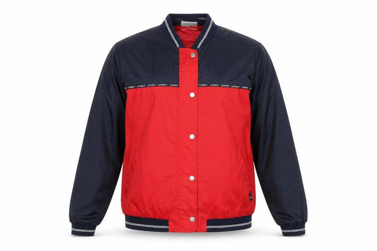 Front view of Liz Claiborne Men’s Red Blue Varsity Cotton Jacket, size M