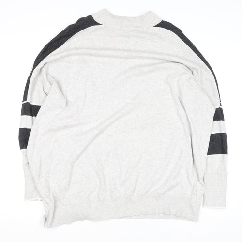Mint Velvet Unisex Grey L High Neck Zip Detail Knit Jumper