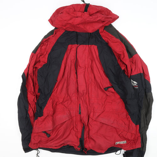 Serac Men's Red Hooded Parka Jacket L Regular Fit Outdoor Coat