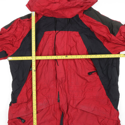 Serac Men's Red Hooded Parka Jacket L Regular Fit Outdoor Coat