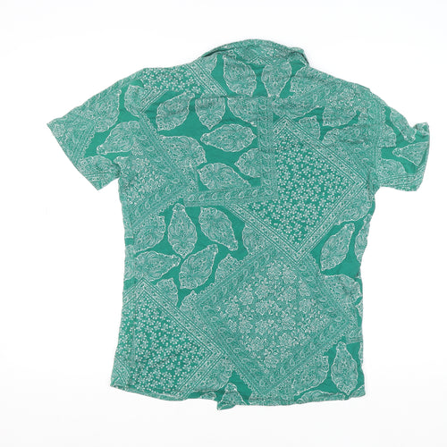 Zara Man Green Paisley Slim Fit Short Sleeve Men's Button-Up Shirt Size S