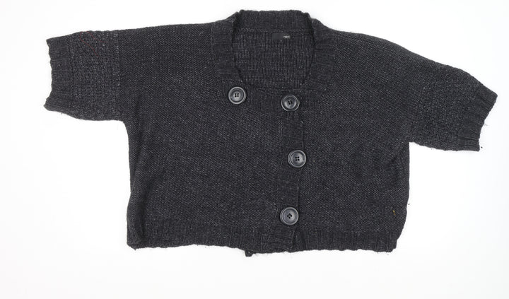 Next Women’s Grey Wool Blend Chunky Knit Short Sleeve Cardigan XL