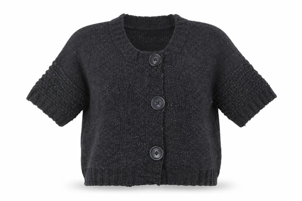Next Women’s Grey Wool Blend Chunky Knit Short Sleeve Cardigan XL