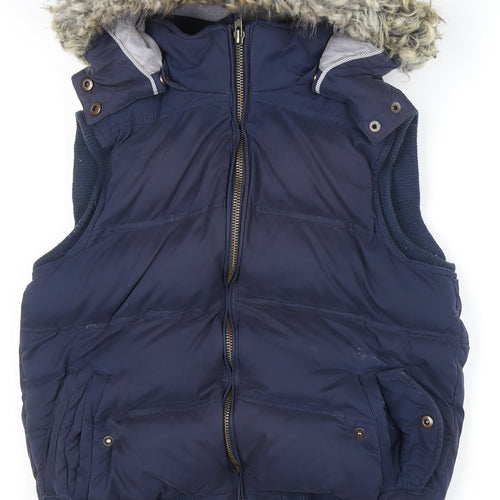 Fat Face Women Blue Size 12 Hooded Puffer Gilet Waistcoat