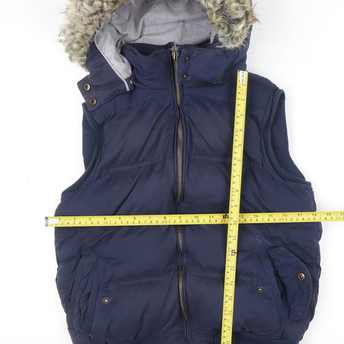 Fat Face Women Blue Size 12 Hooded Puffer Gilet Waistcoat