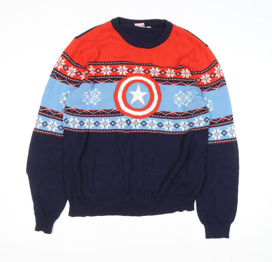 Marvel Captain America Men's Multicoloured Cotton Pullover Jumper L