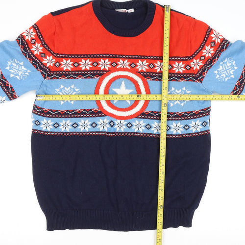 Marvel Captain America Men's Multicoloured Cotton Pullover Jumper L