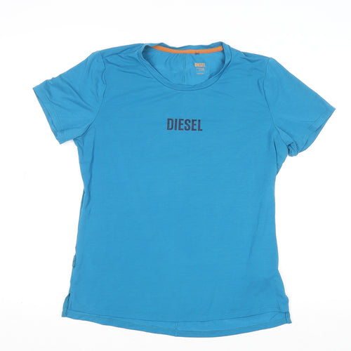 Diesel Men's Blue Studio Icon Slim Fit Logo T-Shirt M
