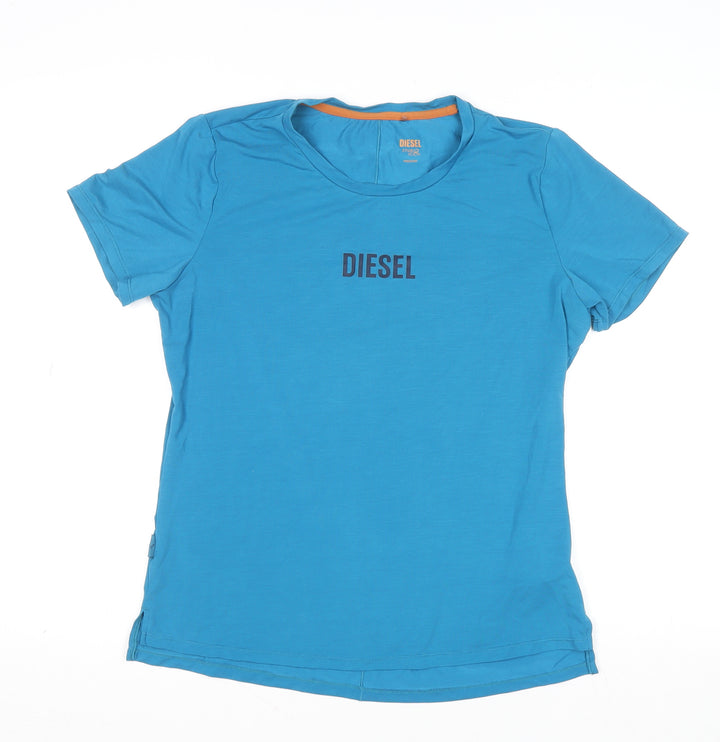 Diesel Men's Blue Studio Icon Slim Fit Logo T-Shirt M