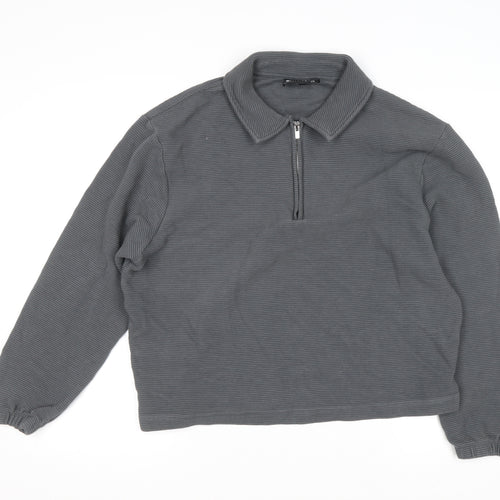 ASOS DESIGN Women’s Grey Collared 1/2 Zip Cotton Jumper Size M