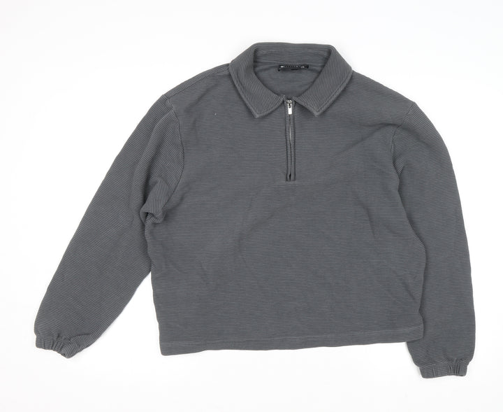 ASOS DESIGN Women’s Grey Collared 1/2 Zip Cotton Jumper Size M