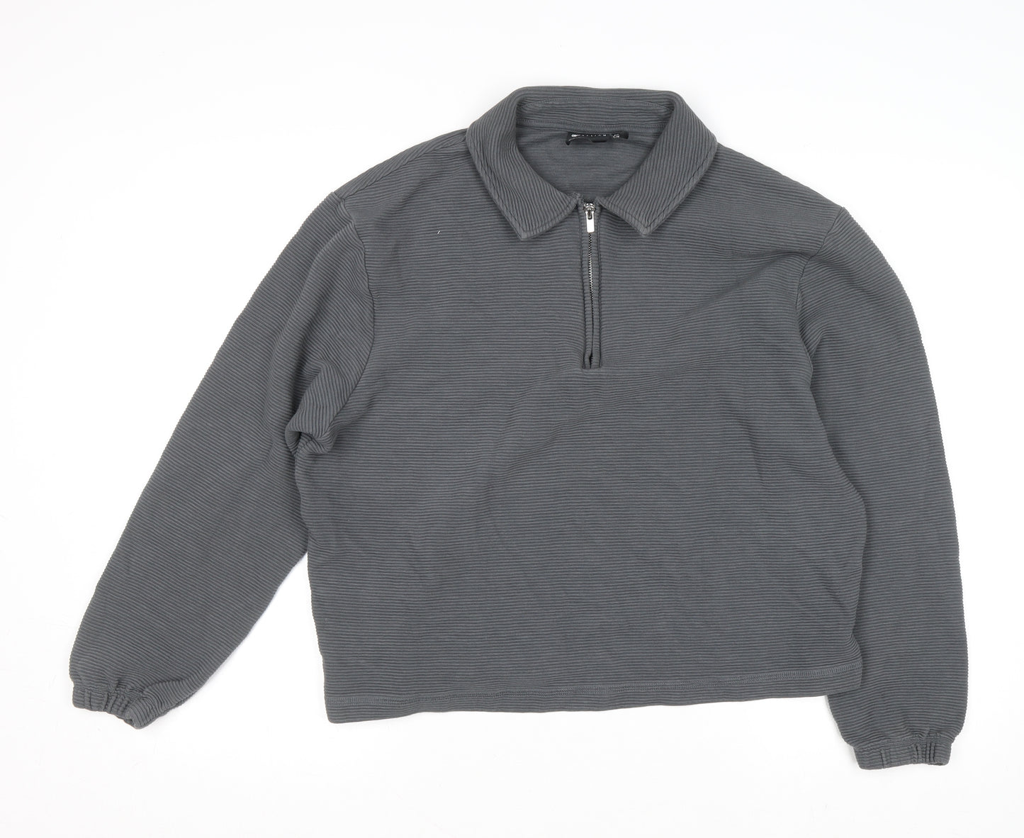 ASOS DESIGN Women’s Grey Collared 1/2 Zip Cotton Jumper Size M