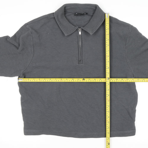 ASOS DESIGN Women’s Grey Collared 1/2 Zip Cotton Jumper Size M