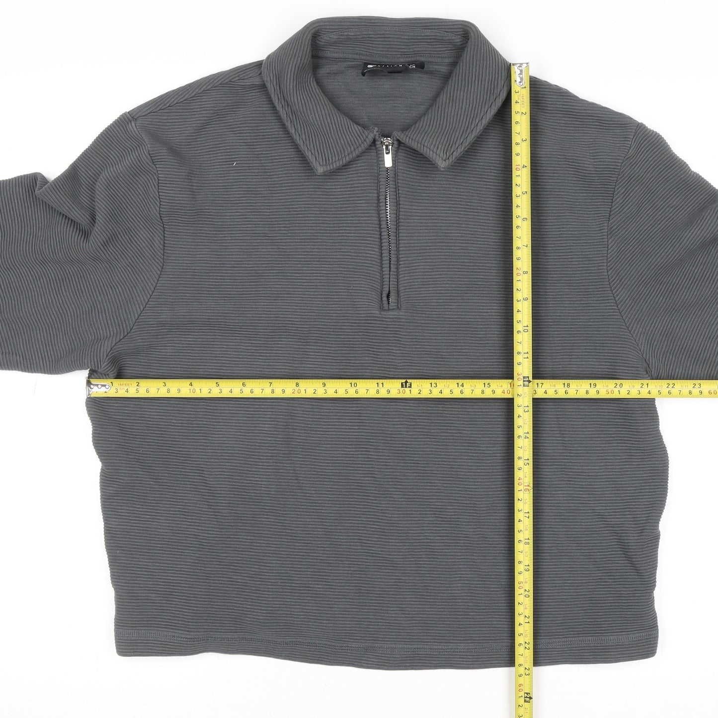 ASOS DESIGN Women’s Grey Collared 1/2 Zip Cotton Jumper Size M