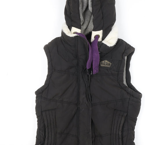Superdry Women's Black Hooded Puffer Waistcoat Size S Outdoor Winter