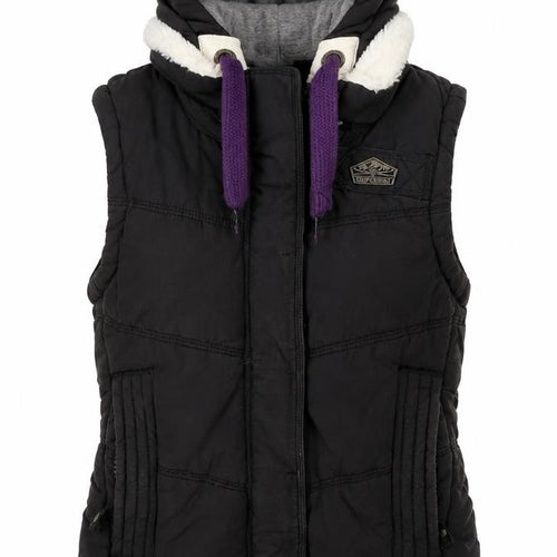 Superdry Women's Black Hooded Puffer Waistcoat Size S Outdoor Winter