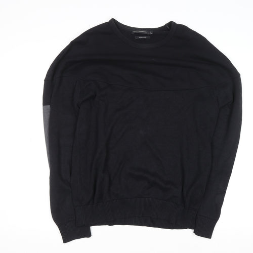 French Connection Men's Black Cotton Crew Neck Jumper Small