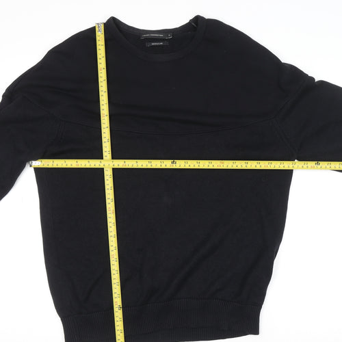 French Connection Men's Black Cotton Crew Neck Jumper Small