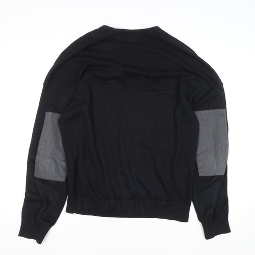 French Connection Men's Black Cotton Crew Neck Jumper Small