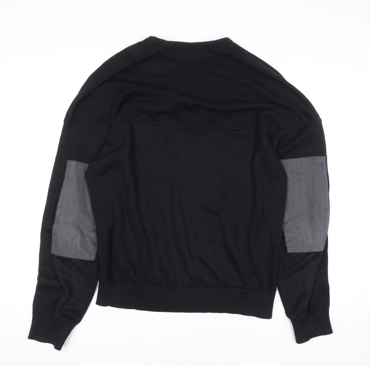 French Connection Men's Black Cotton Crew Neck Jumper Small