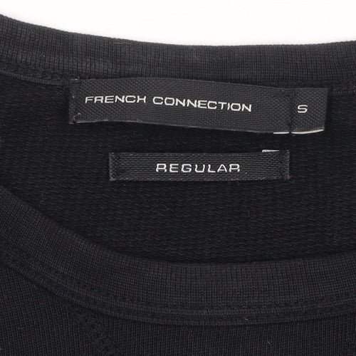 French Connection Men's Black Cotton Crew Neck Jumper Small