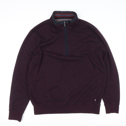 DG’s Drifter Men Burgundy 1/2 Zip High Neck Knit Jumper M Regular Fit