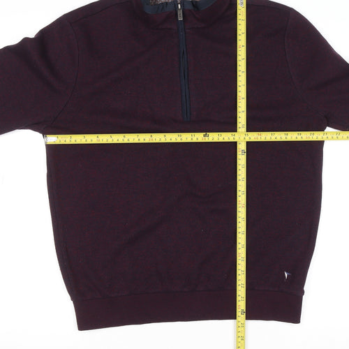 DG’s Drifter Men Burgundy 1/2 Zip High Neck Knit Jumper M Regular Fit