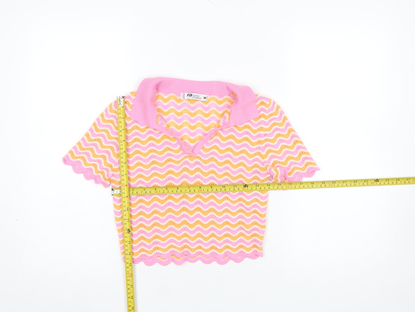 FB Sister Women’s Pink Collared Knit Pullover Jumper M Retro Style