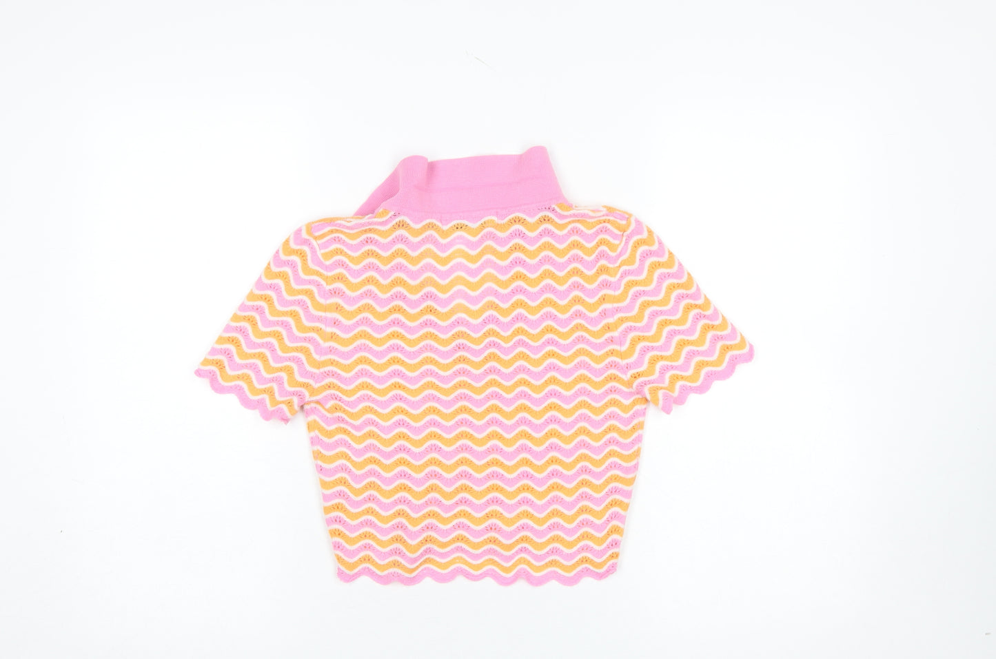 FB Sister Women’s Pink Collared Knit Pullover Jumper M Retro Style