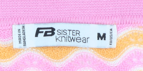FB Sister Women’s Pink Collared Knit Pullover Jumper M Retro Style