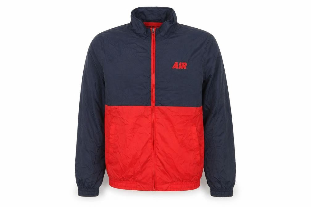 Front view of Broken Standard Men’s Red & Blue Windbreaker Jacket L Lightweight Nylon