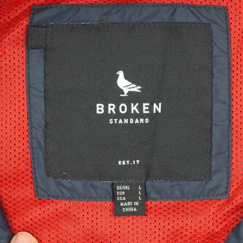 Broken Standard Men’s Red & Blue Windbreaker Jacket L Lightweight Nylon