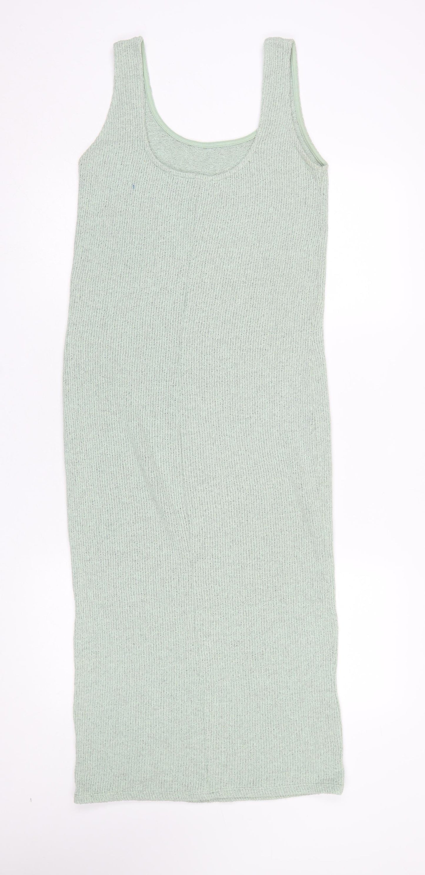 Zara Women Green Knit Tank Dress Size S Sleeveless Scoop Neck