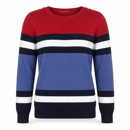 EWM Women's Multicoloured Striped Cotton Crew Neck Jumper Size S 10-12