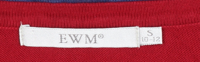 EWM Women's Multicoloured Striped Cotton Crew Neck Jumper Size S 10-12