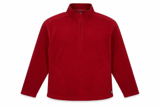 Front view of Tiso Women’s Red Fleece Pullover Sweatshirt, size UK 16, 1/2 Zip Warm Winter Top