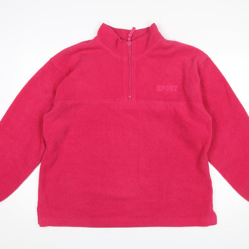St. Bernard Womens Pink Fleece 1/4 Zip Pullover Sweatshirt Size 14-16
