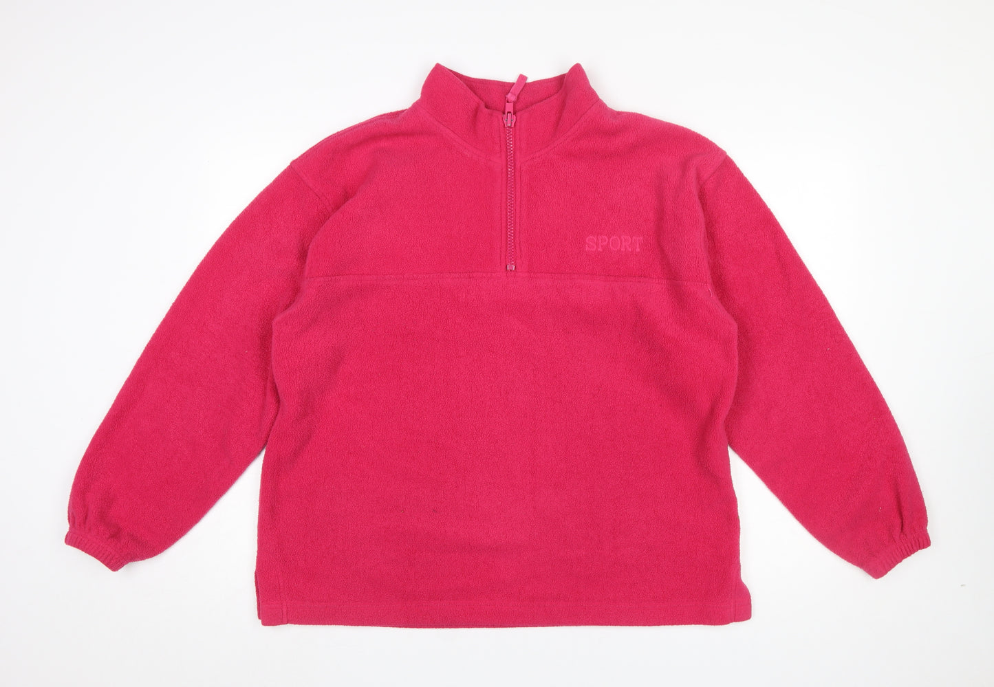 St. Bernard Womens Pink Fleece 1/4 Zip Pullover Sweatshirt Size 14-16