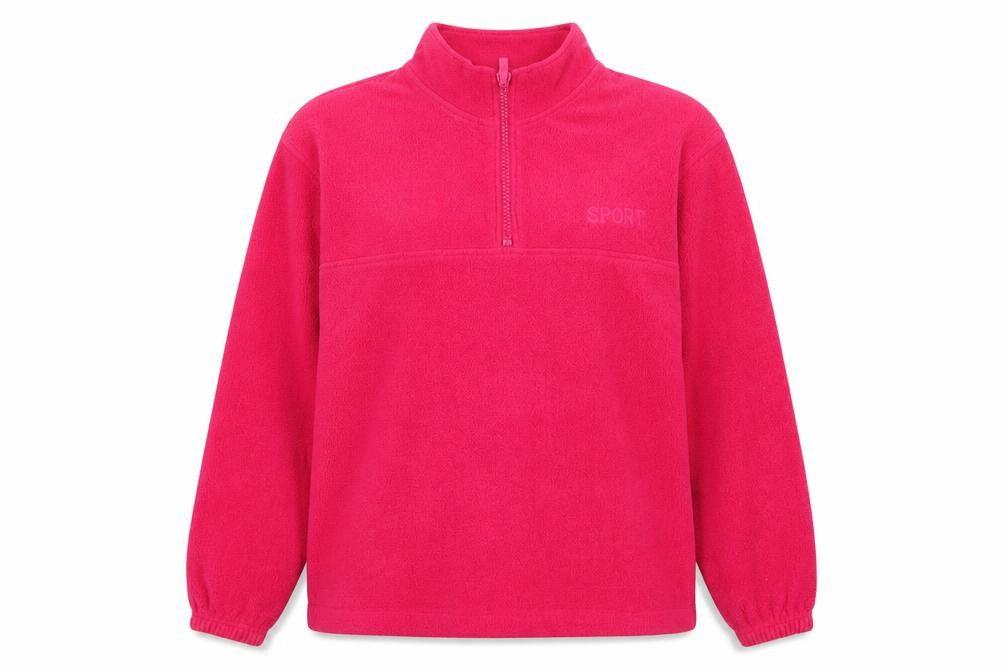 Front view of St Bernard women’s pink fleece 1/4 zip pullover sweatshirt, size UK 14-16