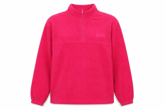 Front view of St Bernard women’s pink fleece 1/4 zip pullover sweatshirt, size UK 14-16